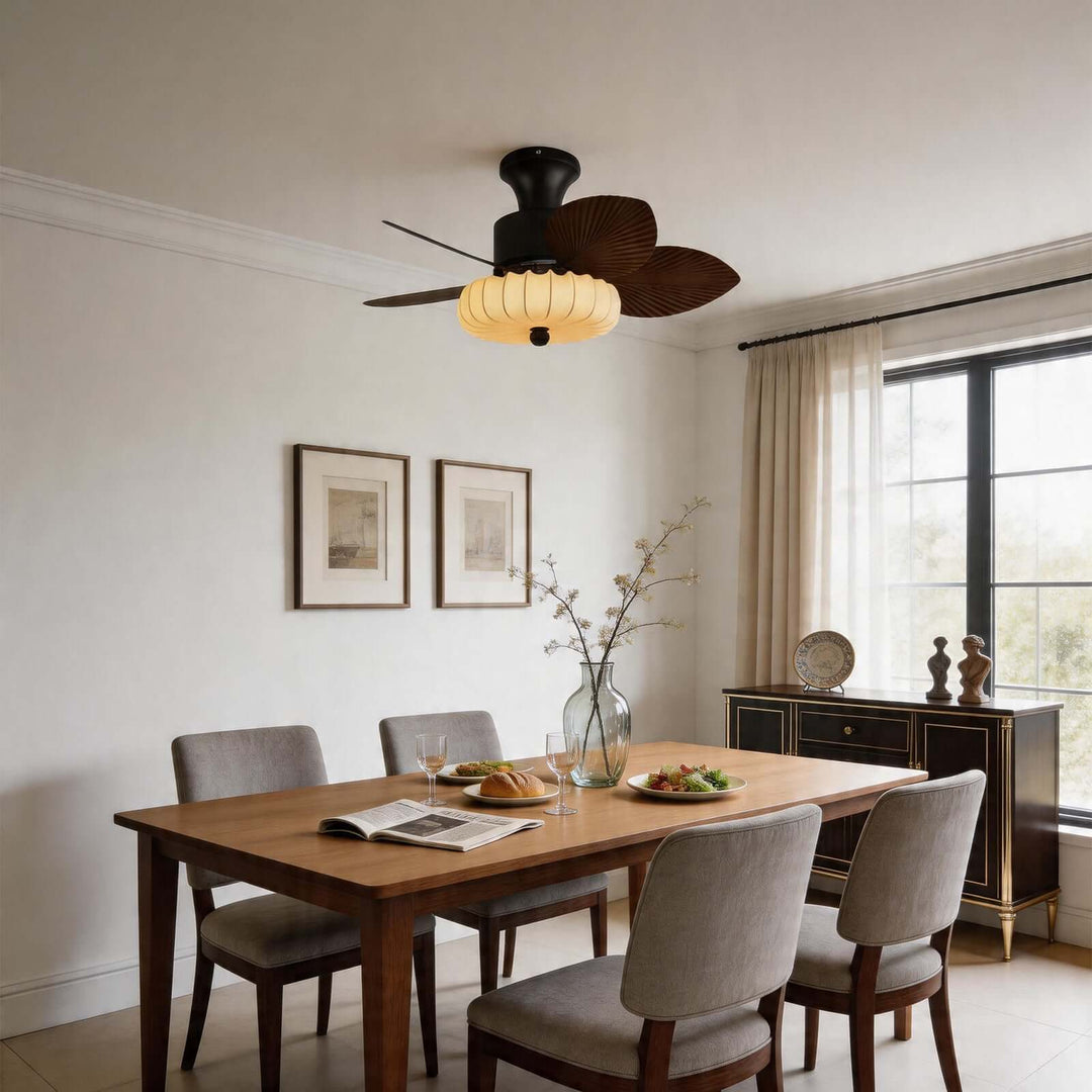 Trelm Ceiling Fan Light A | Fabric American Dining Room Fan