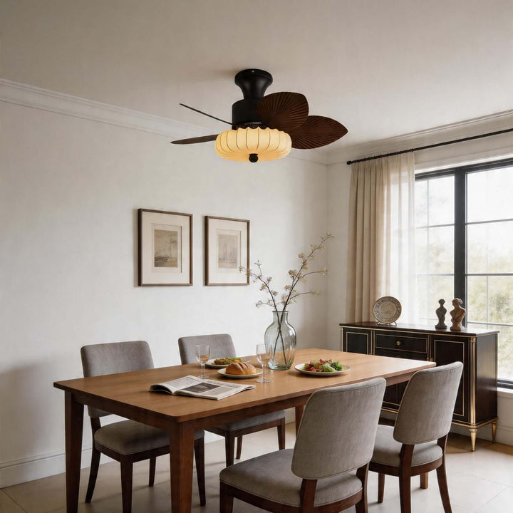 Trelm Ceiling Fan Light A | Fabric American Dining Room Fan