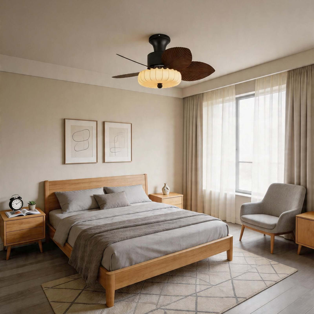 Trelm Ceiling Fan Light A | Fabric American Dining Room Fan