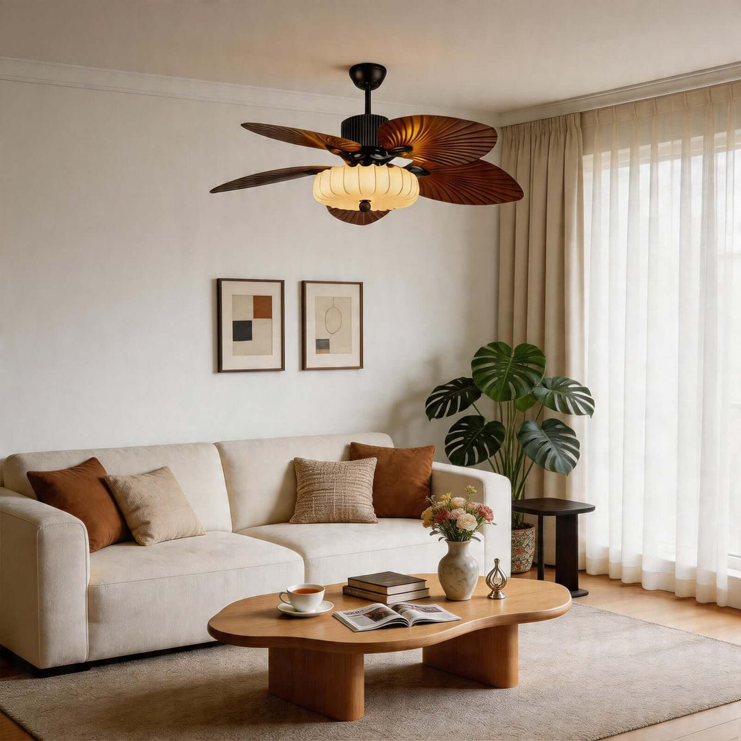 Trelm Ceiling Fan Light B | American Style Fabric Dining Fan