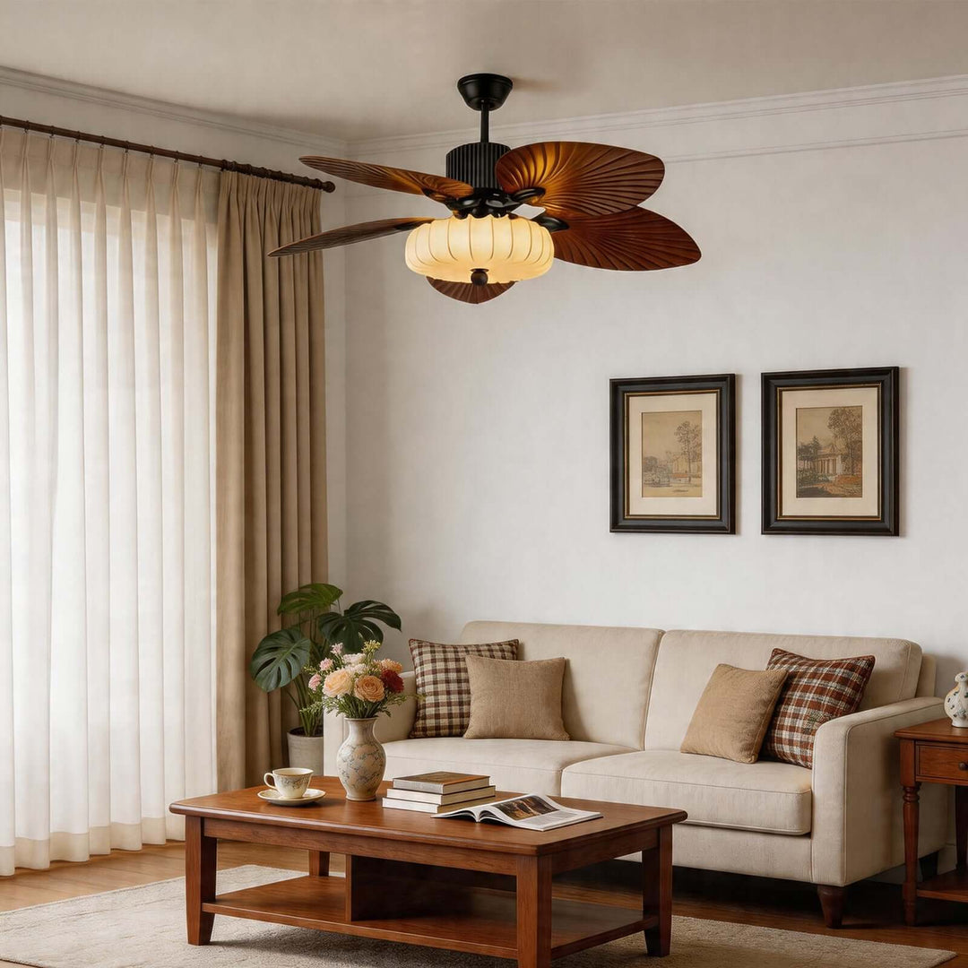 Trelm Ceiling Fan Light B | American Style Fabric Dining Fan