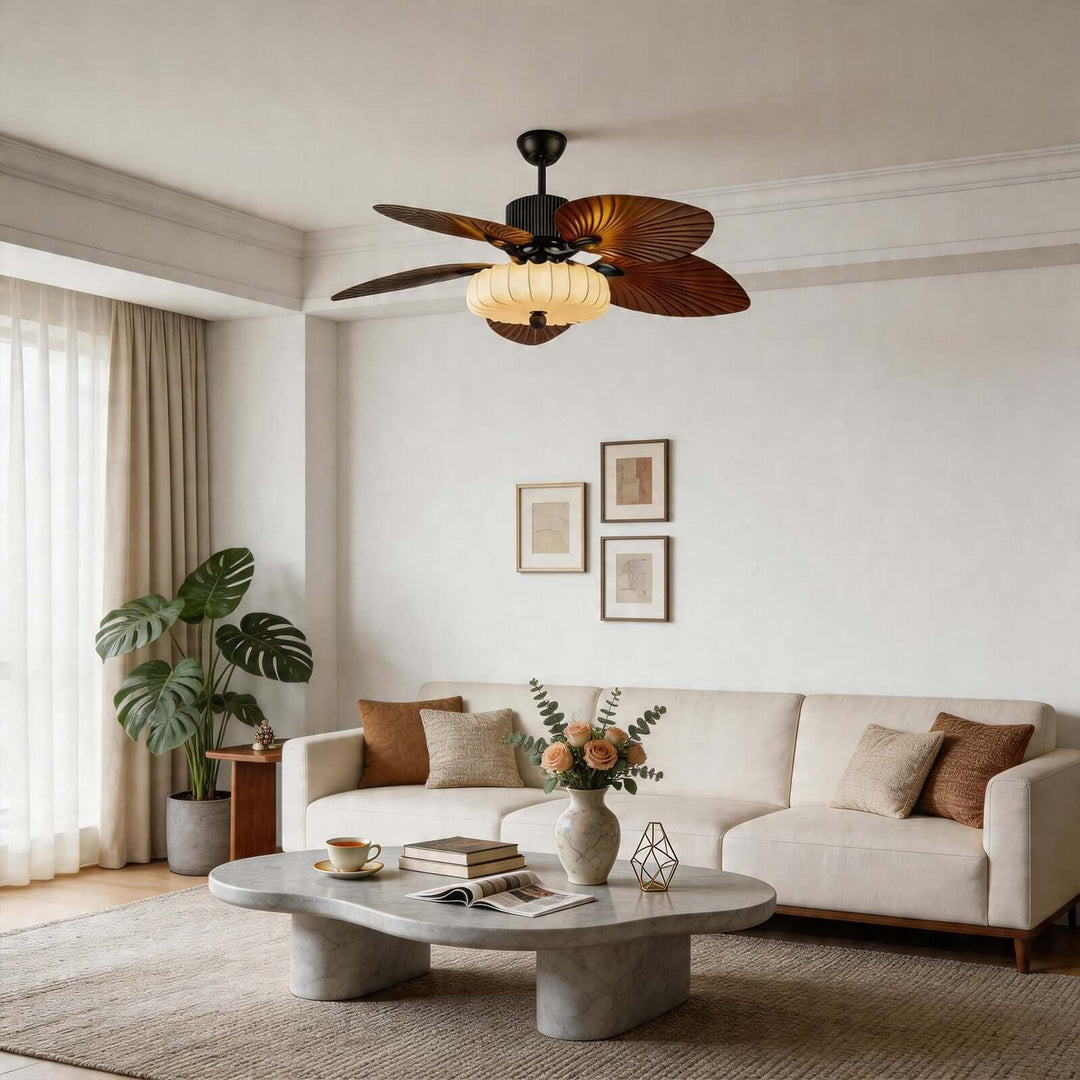 Trelm Ceiling Fan Light B | American Style Fabric Dining Fan