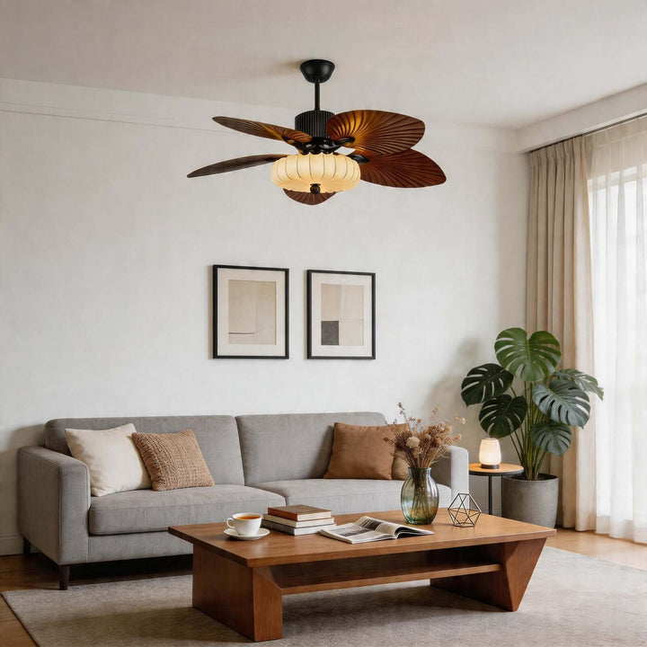 Trelm Ceiling Fan Light B | American Style Fabric Dining Fan