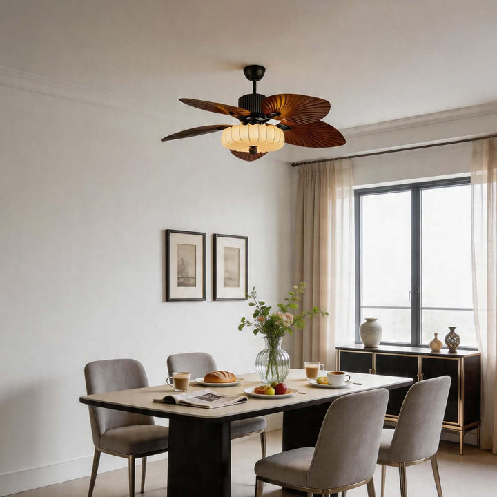 Trelm Ceiling Fan Light B | American Style Fabric Dining Fan