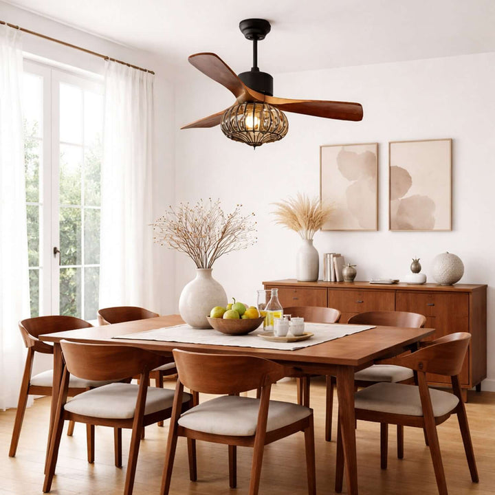 Trevin Ceiling Fan Light - Modern Wood Dining Room Light