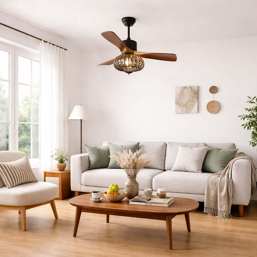 Trevin Ceiling Fan Light - Modern Wood Dining Room Light