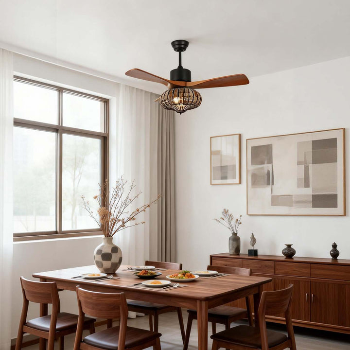 Trevin Ceiling Fan Light - Modern Wood Dining Room Light