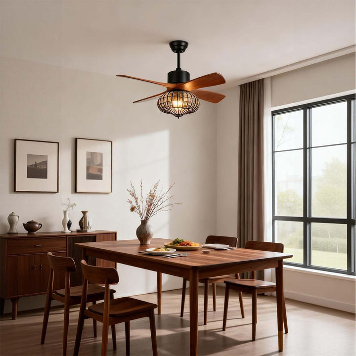 Trevin Ceiling Fan Light - Modern Wood Dining Room Light