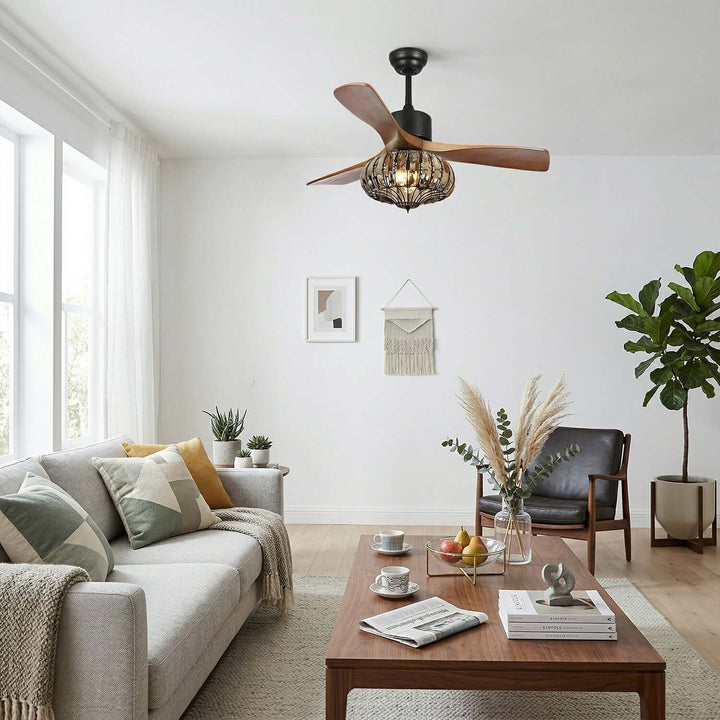 Trevin Ceiling Fan Light - Modern Wood Dining Room Light