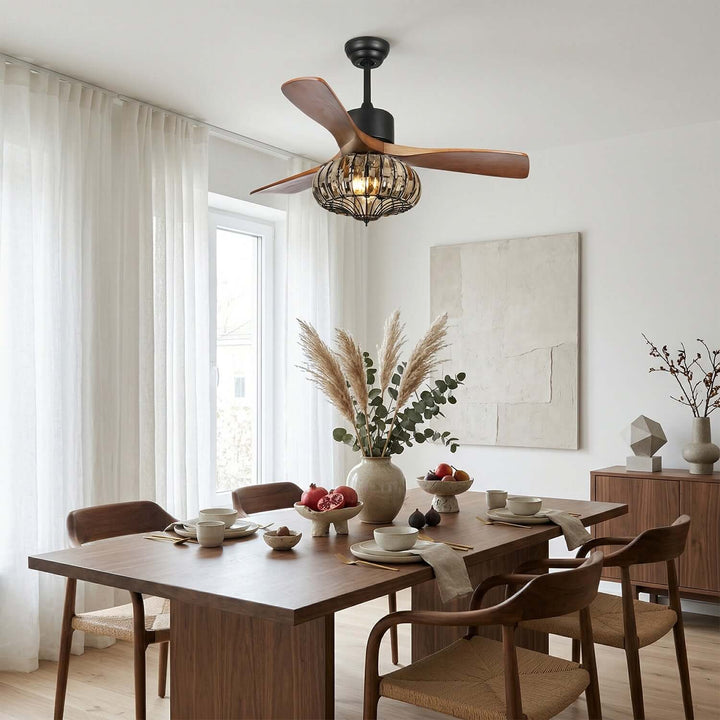 Trevin Ceiling Fan Light - Modern Wood Dining Room Light