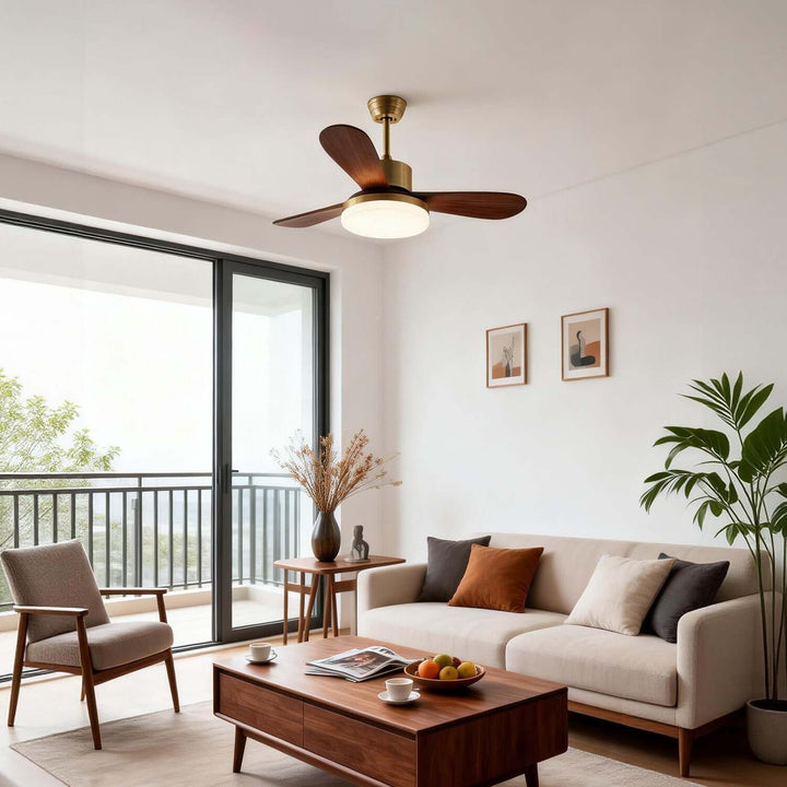 Trislow Ceiling Fan Light - Modern French Wood Dining Room