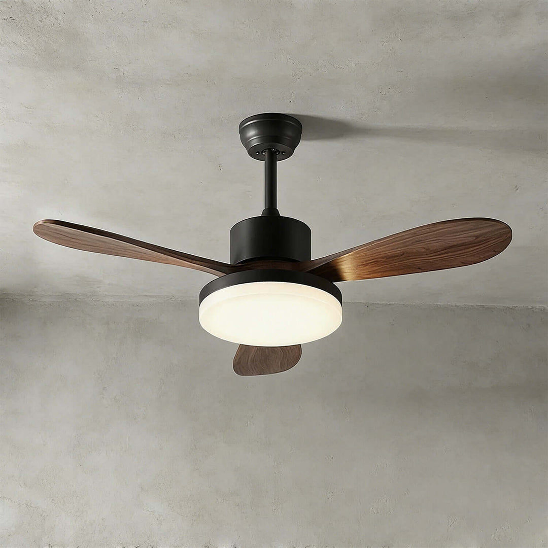 Trislow Ceiling Fan Light - Modern French Wood Dining Room