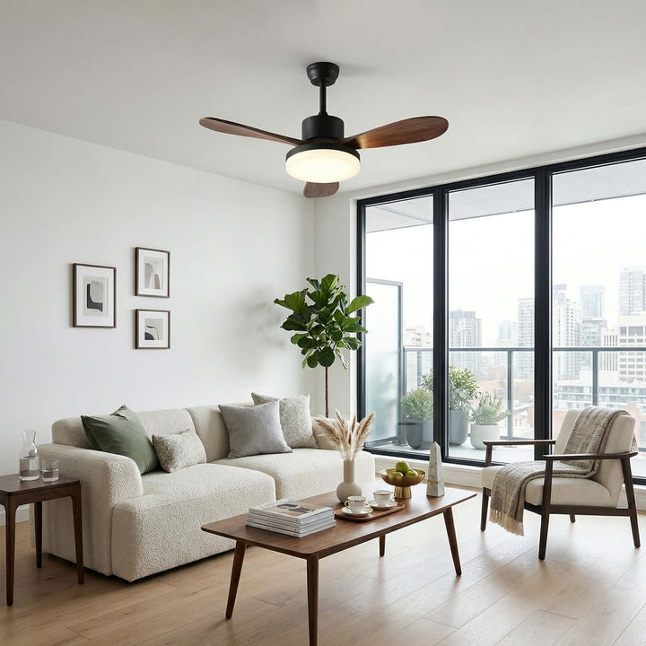 Trislow Ceiling Fan Light - Modern French Wood Dining Room