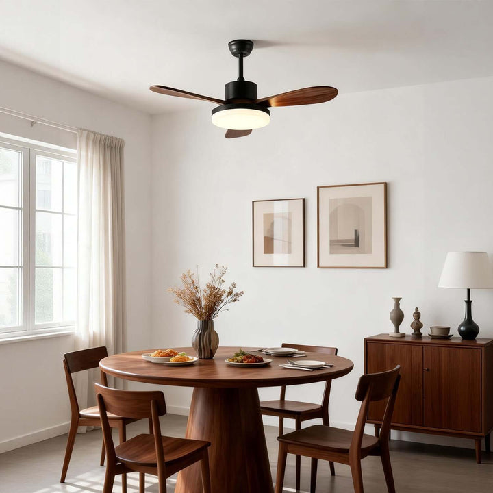Trislow Ceiling Fan Light - Modern French Wood Dining Room