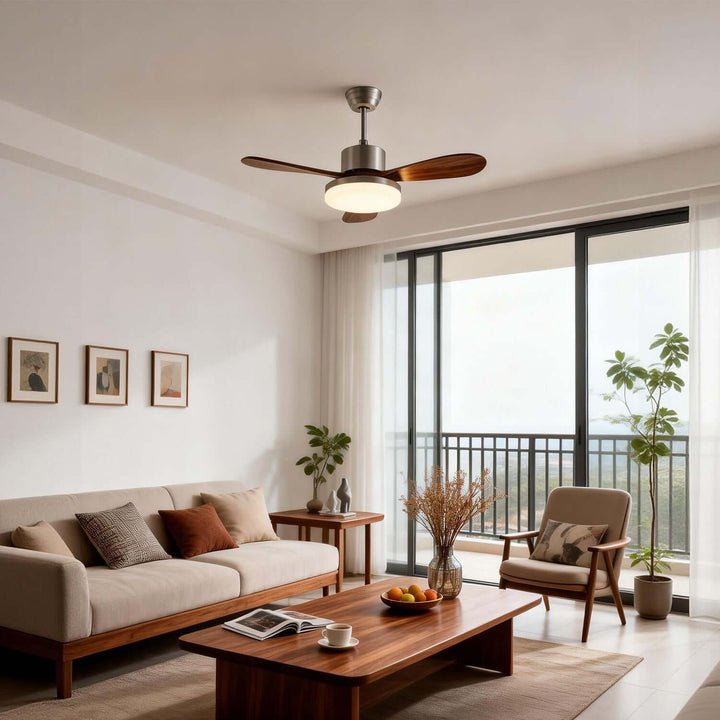 Trislow Ceiling Fan Light - Modern French Wood Dining Room