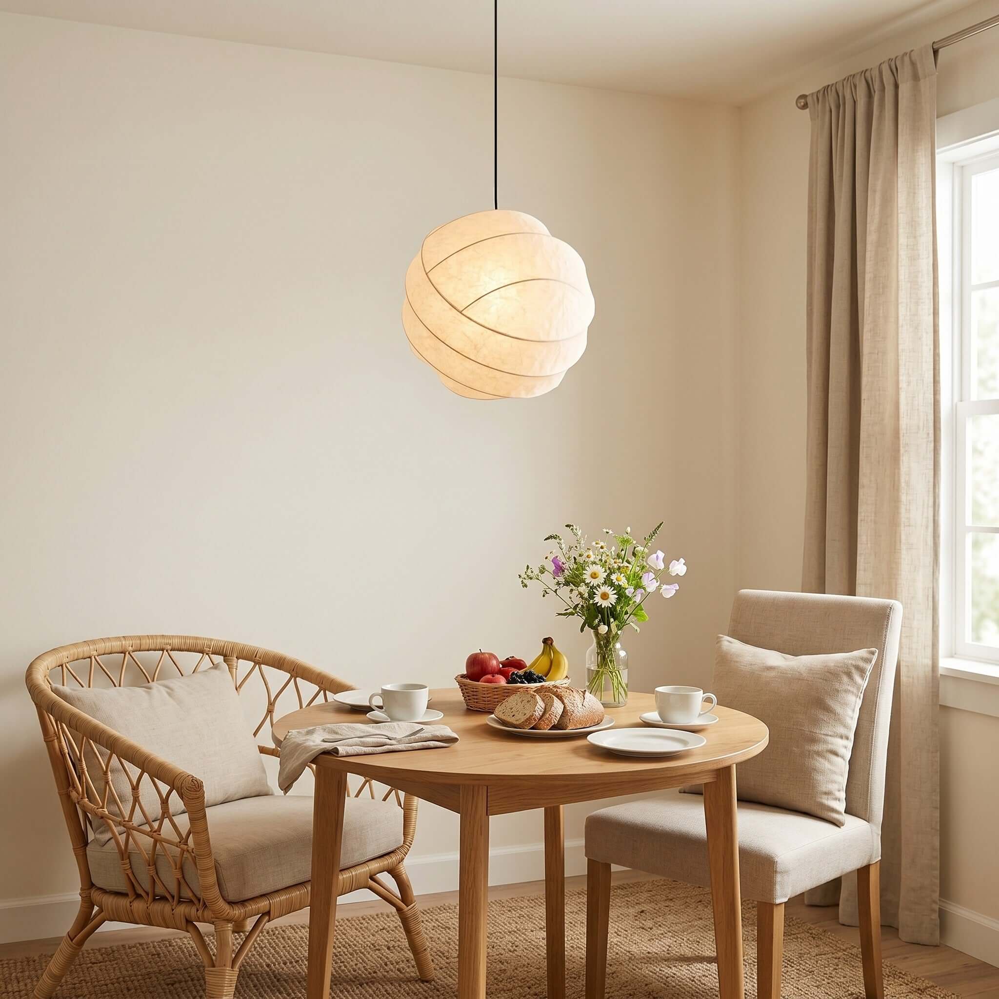 Modern Art Deco Globe Pendant Light - Turner Hanging Lamp in White
