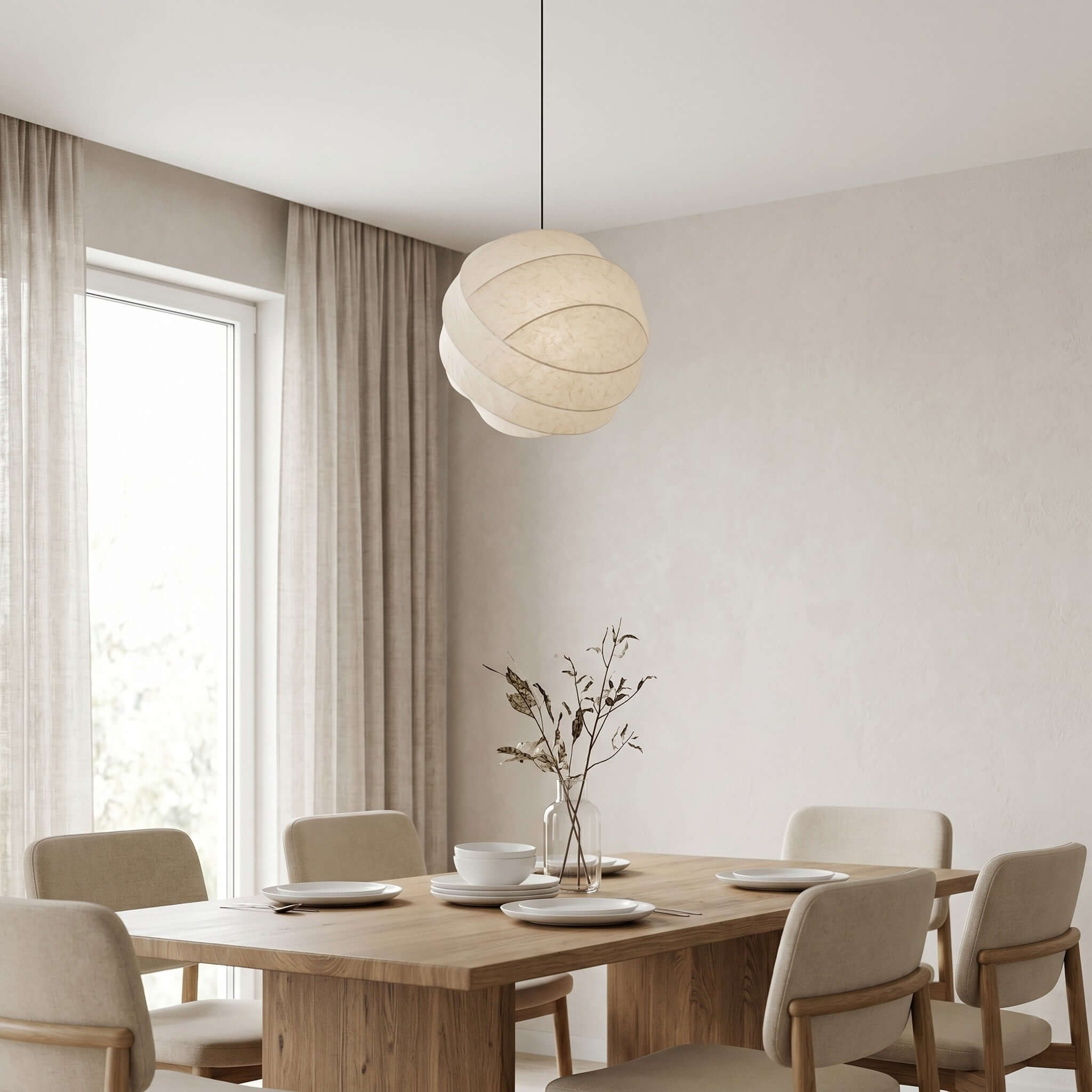 Modern Art Deco Globe Pendant Light - Turner Hanging Lamp in White