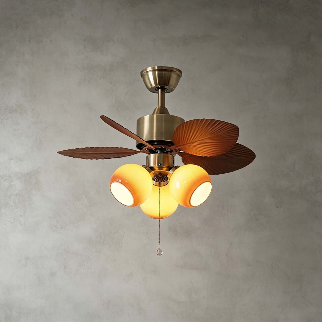 Tylos Ceiling Fan Light - French Retro Glass Ceiling Fans