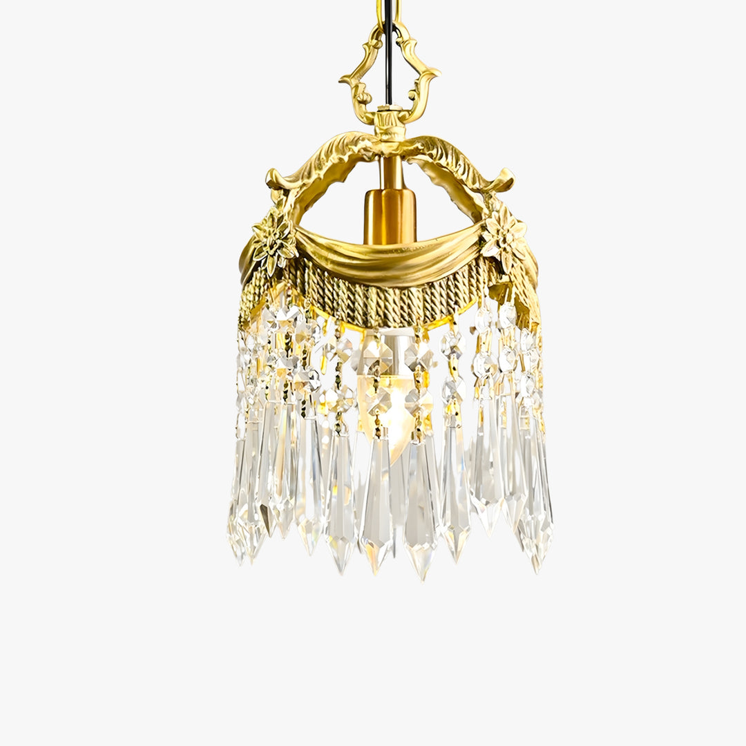 Vacarro Pendant Lamp – Crystal Brass Light for Dining Area | Vinlighting