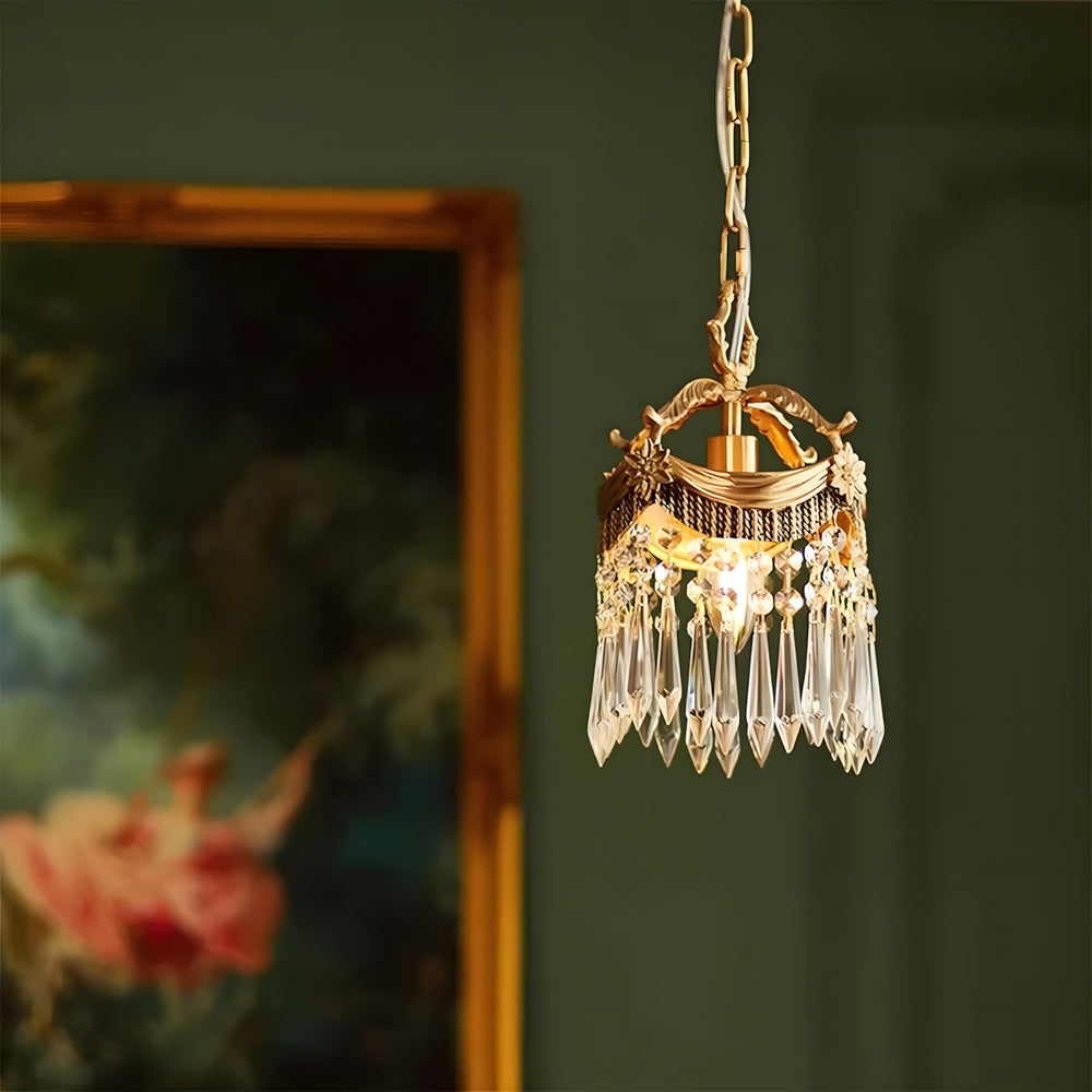 Vacarro Pendant Lamp – Crystal Brass Light for Dining Area | Vinlighting