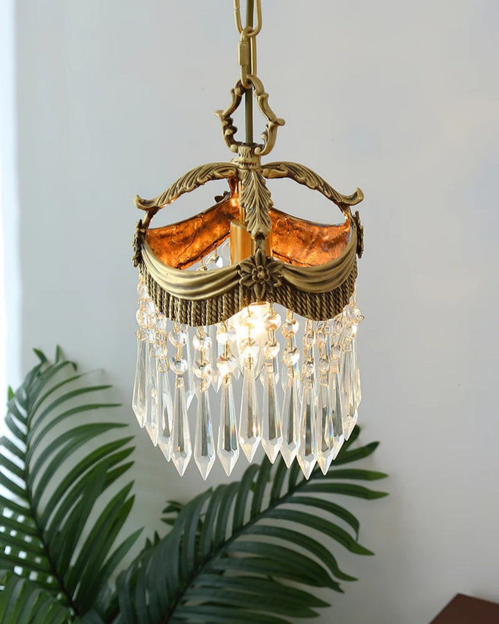 Vacarro Pendant Lamp – Crystal Brass Light for Dining Area | Vinlighting