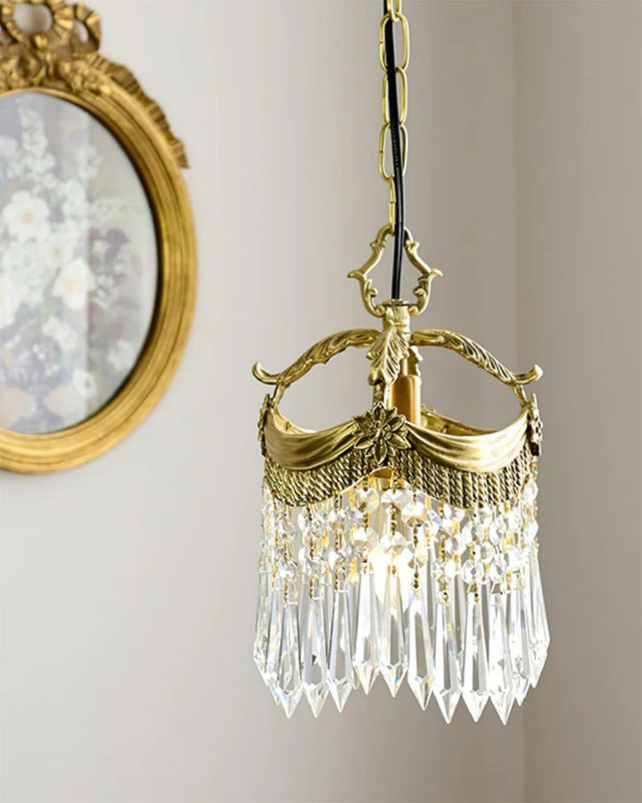 Vacarro Pendant Lamp – Crystal Brass Light for Dining Area | Vinlighting