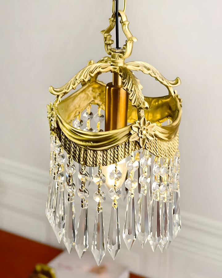 Vacarro Pendant Lamp – Crystal Brass Light for Dining Area | Vinlighting