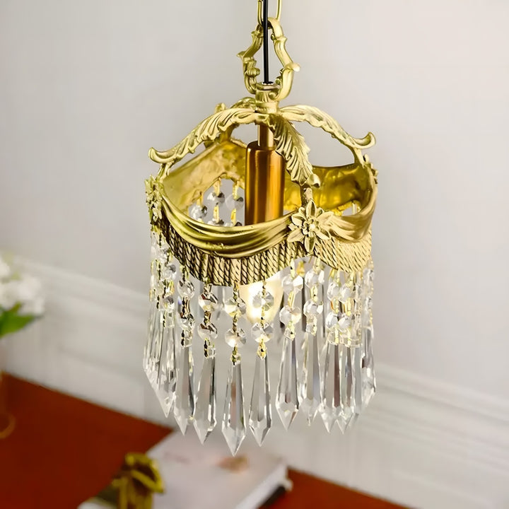 Vacarro Pendant Lamp – Crystal Brass Light for Dining Area | Vinlighting