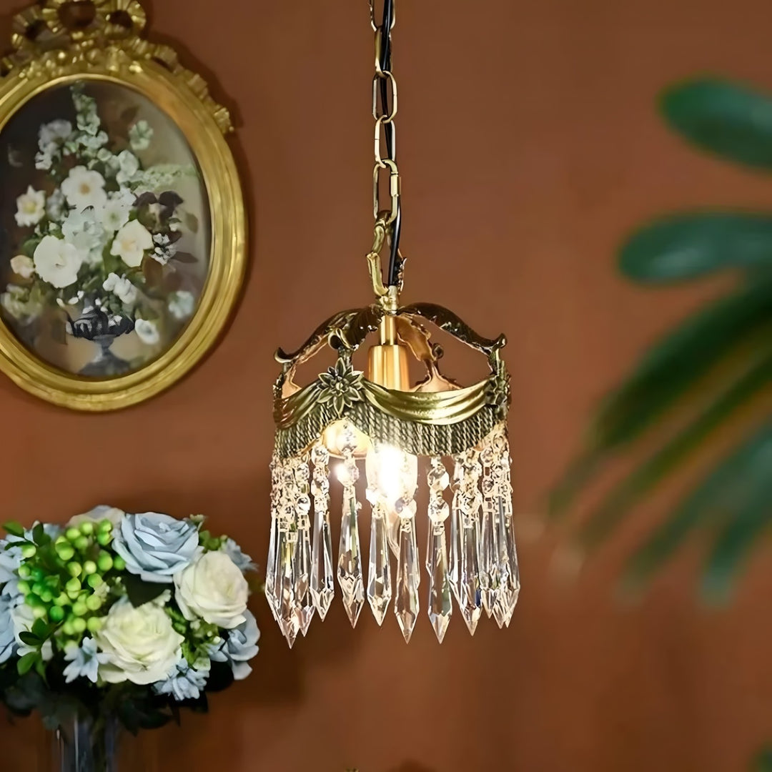 Vacarro Pendant Lamp – Crystal Brass Light for Dining Area | Vinlighting