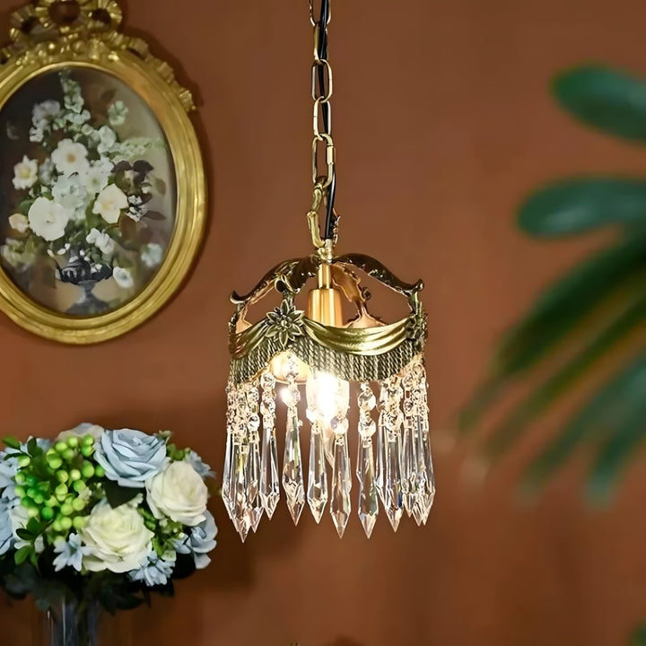 Vacarro Pendant Lamp – Crystal Brass Light for Dining Area | Vinlighting
