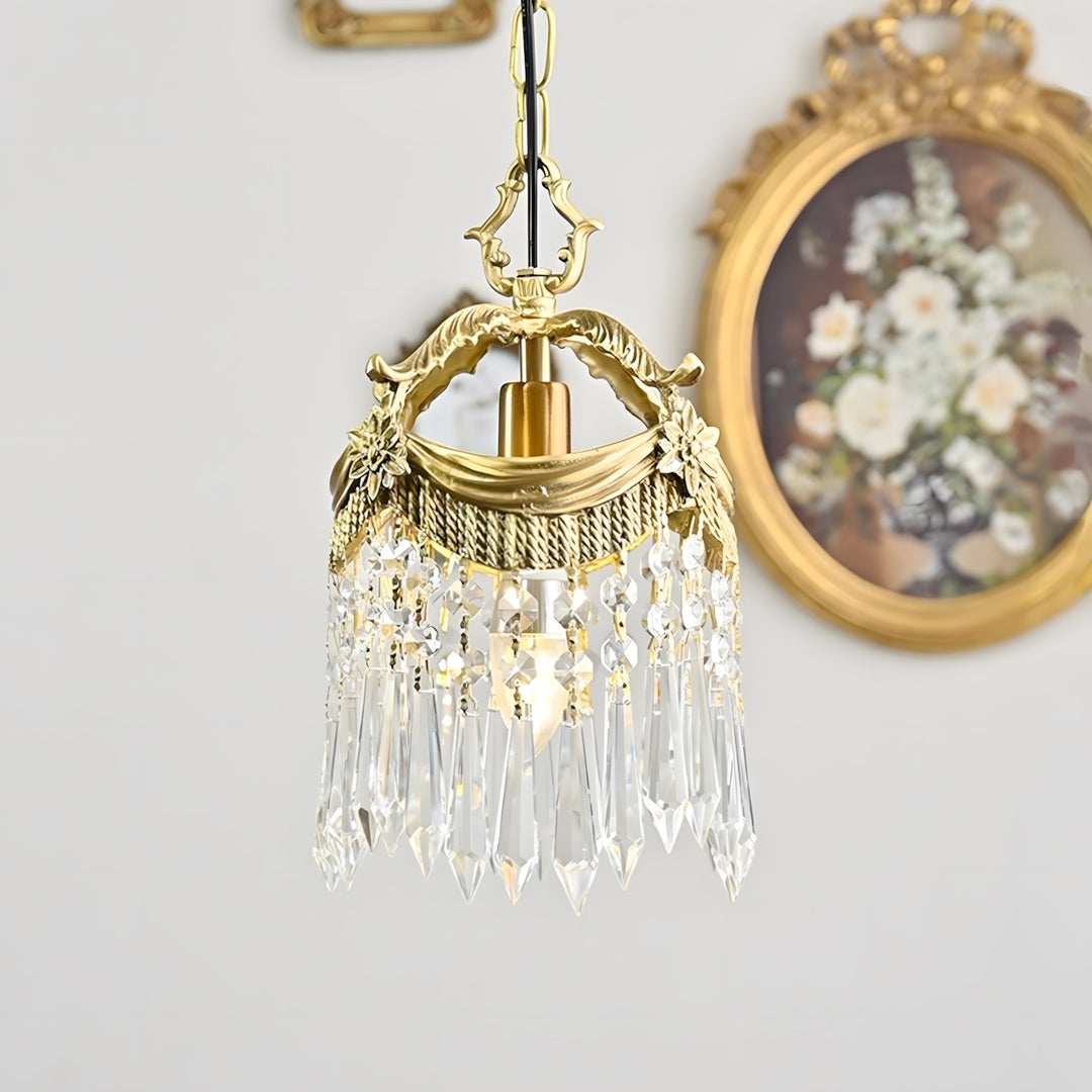 Vacarro Pendant Lamp – Crystal Brass Light for Dining Area | Vinlighting