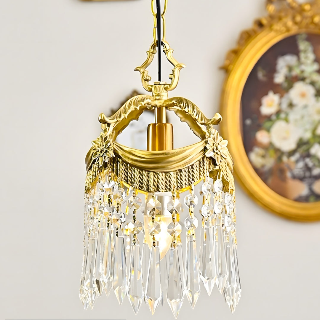 Vacarro Pendant Lamp – Crystal Brass Light for Dining Area | Vinlighting