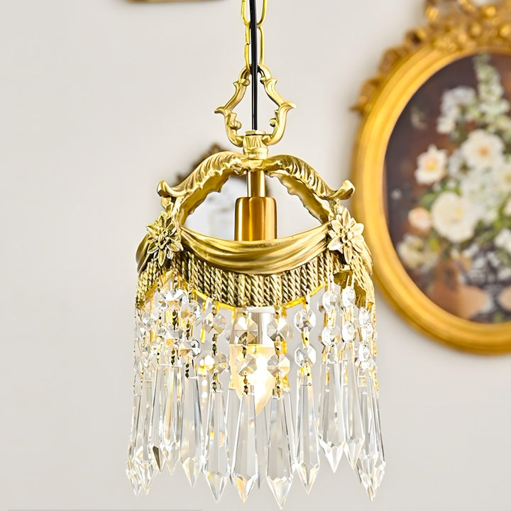 Vacarro Pendant Lamp – Crystal Brass Light for Dining Area | Vinlighting