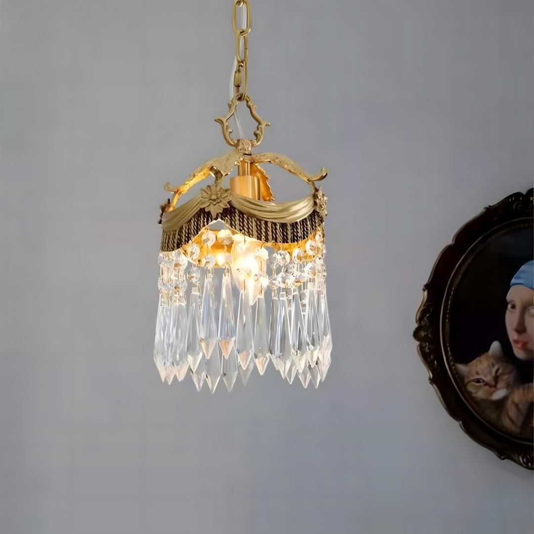 Vacarro Pendant Lamp – Crystal Brass Light for Dining Area | Vinlighting