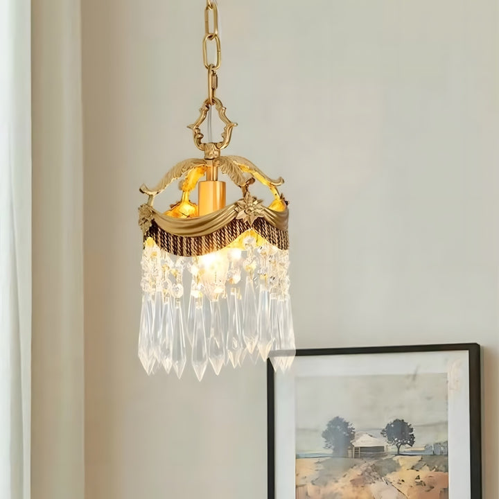 Vacarro Pendant Lamp – Crystal Brass Light for Dining Area | Vinlighting