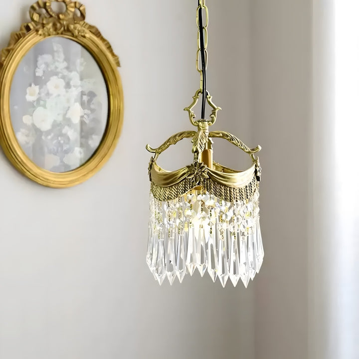 Vacarro Pendant Lamp – Crystal Brass Light for Dining Area | Vinlighting