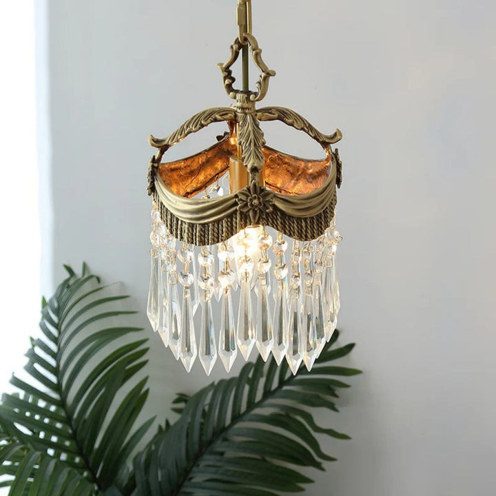 Vacarro Pendant Lamp – Crystal Brass Light for Dining Area | Vinlighting