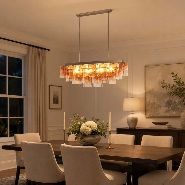 Vaelora Chandelier - Gradient Glass Linear Chandelier for Dining Room