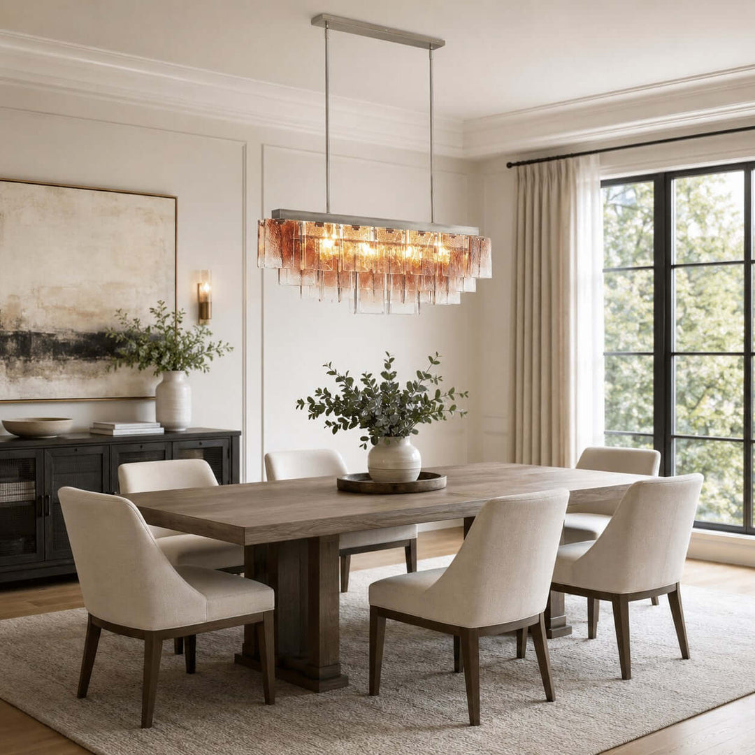 Vaelora Chandelier - Gradient Glass Linear Chandelier for Dining Room