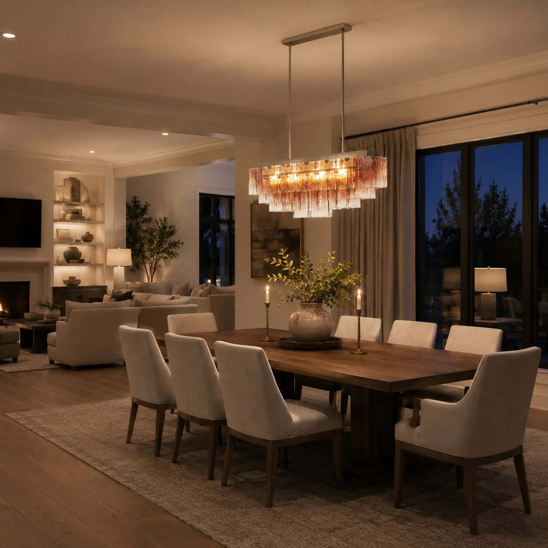 Vaelora Chandelier - Gradient Glass Linear Chandelier for Dining Room