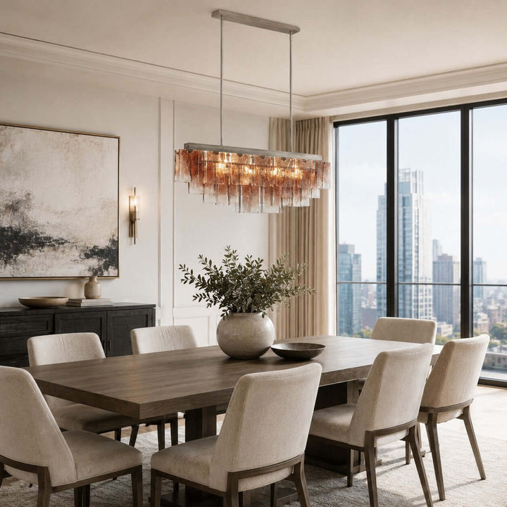 Vaelora Chandelier - Gradient Glass Linear Chandelier for Dining Room