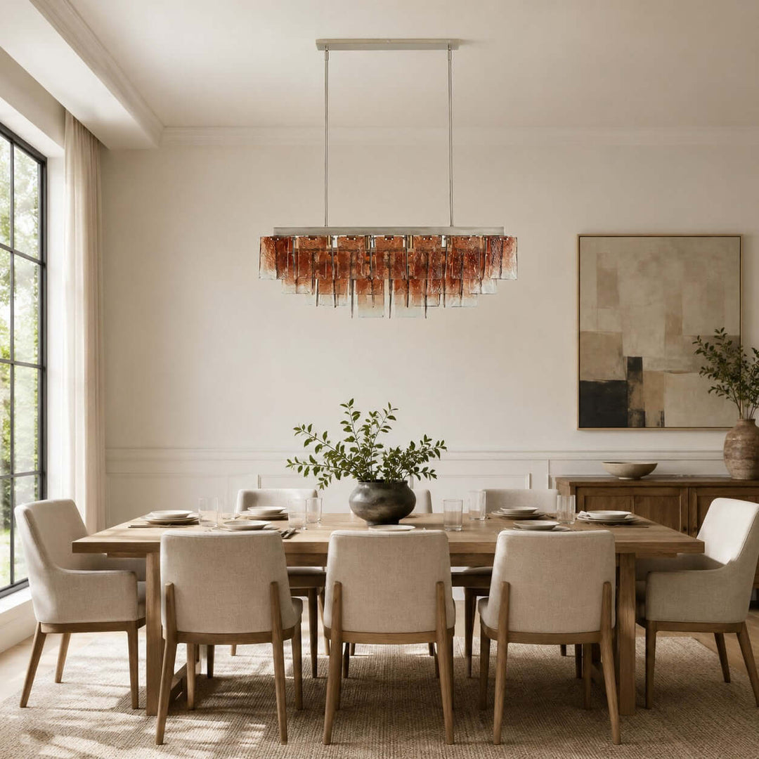 Vaelora Chandelier - Gradient Glass Linear Chandelier for Dining Room
