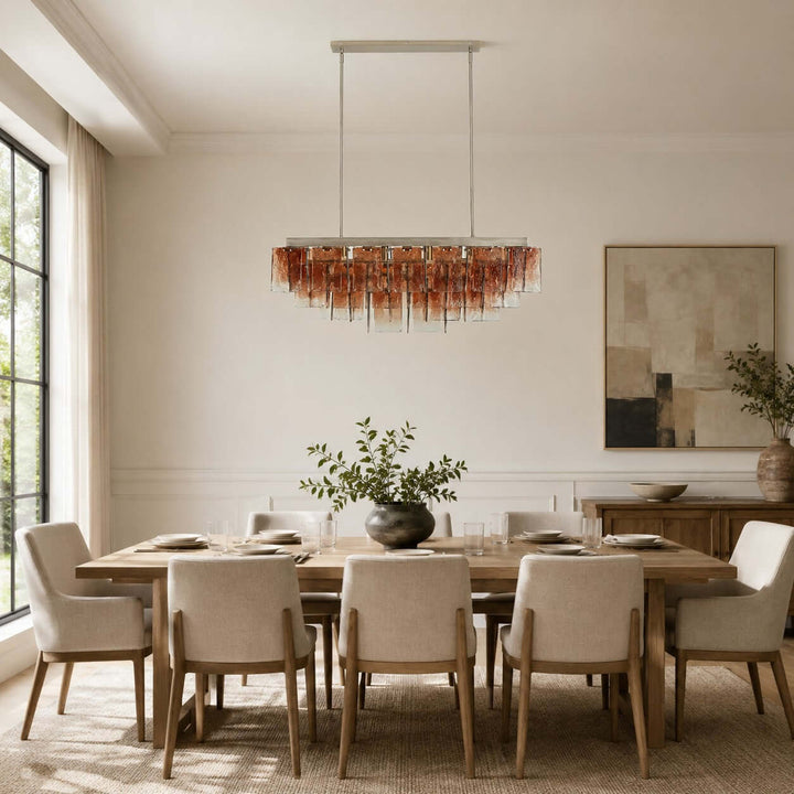 Vaelora Chandelier - Gradient Glass Linear Chandelier for Dining Room