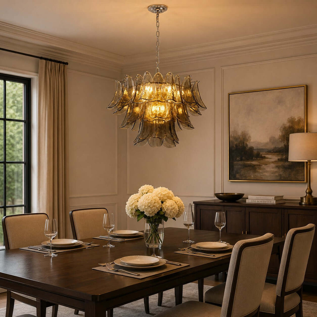 Valora Chandelier | Art Glass Light for Living Room Foyer