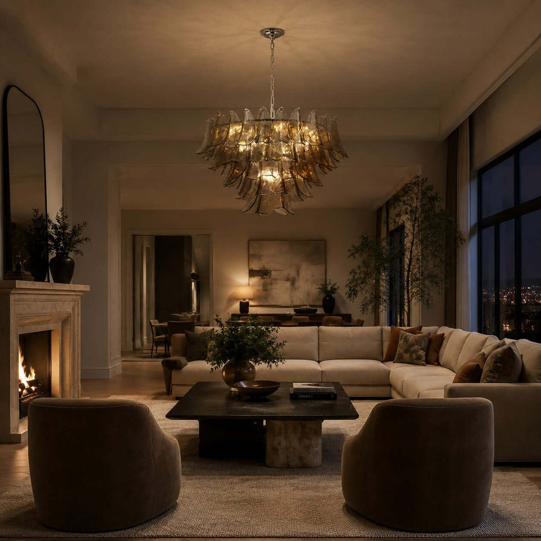 Valora Chandelier | Art Glass Light for Living Room Foyer