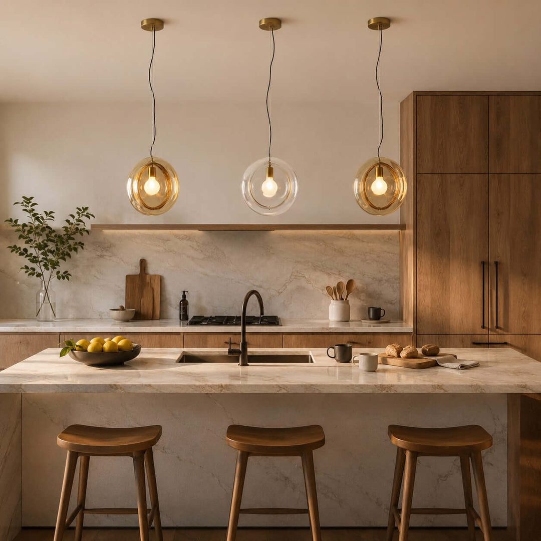 Vandrel Modern Glass Pendant Light for Kitchen, Dining, and Bedroom