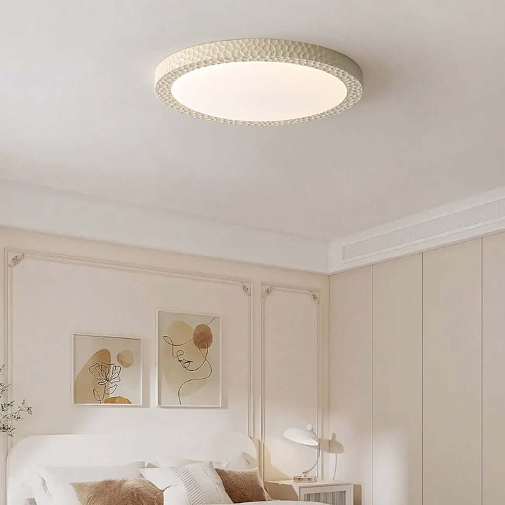 Varnex Ceiling Lamp – Minimalist Cream Round Bedroom Lamp