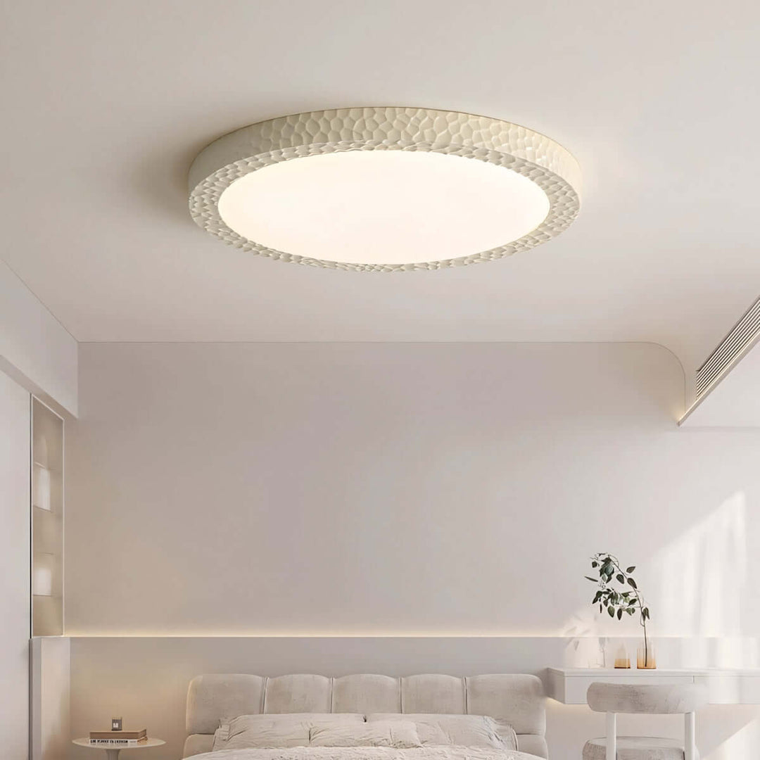 Varnex Ceiling Lamp – Minimalist Cream Round Bedroom Lamp