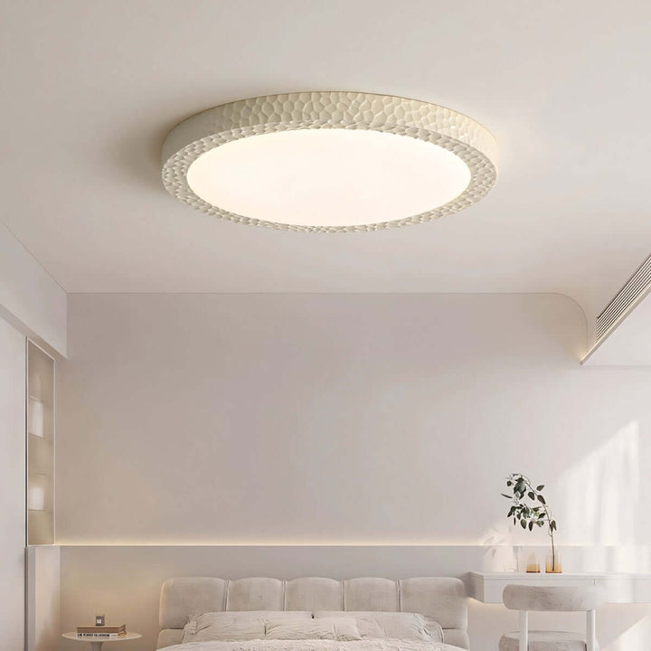 Varnex Ceiling Lamp – Minimalist Cream Round Bedroom Lamp
