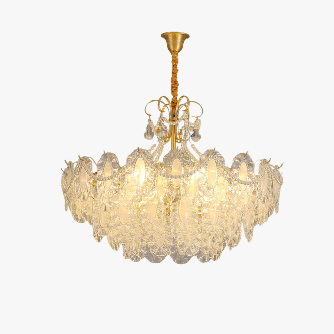 Vatina Glass, Brass & Crystal Chandelier for Dining Table